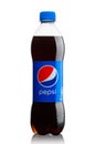 LONDON, UK - JUNE 9, 2017: Bottle of Pepsi Cola soft drink on white.American multinational food and beverage company