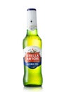 LONDON, UK - JUNE 15, 2022: Bottle of Stella Artois alcohol free imported lager beer on white background