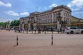 View of Buckingham Palace with tourists on a bright sunny blue s Royalty Free Stock Photo
