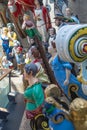 A gorgeous collection of colorful ship figureheads on Cutty Sark clipper ship in LondonÃ¢â¬â¢s Greenwich area. Royal Museums