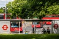 Buses waiting to depart in Crystal Palace bus station