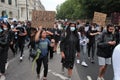 LONDON, UK - JUNE 3, 2020: Protesters march through the streets of London