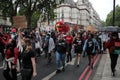 LONDON, UK - JUNE 3, 2020: Protesters march through the streets of London