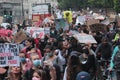 LONDON, UK - JUNE 3, 2020: Protesters march through the streets of London