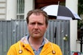 Richard Ratcliffe outside the Iranian embassy in London where he is staging a hunger strike in Royalty Free Stock Photo