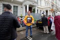 Richard Ratcliffe outside the Iranian embassy in London where he is staging a hunger strike in Royalty Free Stock Photo