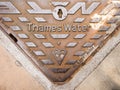 A close-up of a Thames water meter cover. London, UK.
