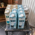 London / UK - June 15th 2019 - Collection of Oatley cartons of an oat drink milk alternative