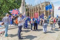 London / UK - June 26th 2019 - Pro-EU anti-Brexit protesters holding European Union flags and stop Brexit signs outside Parliament