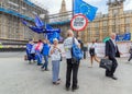 London / UK - June 26th 2019 - Pro-EU anti-Brexit protesters holding Stop Brexit signs and European union flags at Parliament