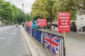 London / UK - June 26th 2019 - Pro-EU anti-Brexit signs and European Union / Union Jack flags outride Parliament