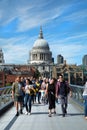 Tourists walking on millennium bridge in London Royalty Free Stock Photo