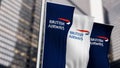 three vertical banners with British Airways logo waving Royalty Free Stock Photo