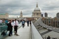 Tourists walking on milenium bridge in London Royalty Free Stock Photo