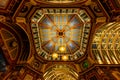 London, UK: Leadenhall Market with detail of the ornate roof structure