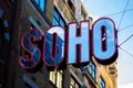 Lettering sign of Soho area in London in the City of Westminster