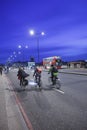 LONDON, UK - 2016.03.02.: London Bridge with cyclists, evening with blue sky