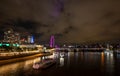 London, UK: London cityscape and the River Thames at night with the London Eye Royalty Free Stock Photo