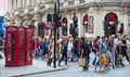 London, UK. Lots of walking people, tourist and Londoners on the Piccadilly street