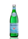LONDON,UK - MARCH 30, 2017 : Bottle of San Pellegrino mineral water on white. San Pellegrino is an Italian brand of mineral water Royalty Free Stock Photo