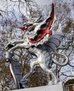 Boundary Griffin on a plinth at Thames Embankment in London on March 11, 2019