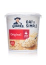 LONDON, UK - MARCH 01, 2019: Cup of Quaker Oat so Simple Porridge Original on white background. Just add water