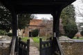 Entrance to St Dunstan`s Church through a wooden gate Royalty Free Stock Photo