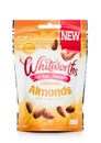 LONDON, UK - MARCH 11, 2019: Pack of Whitworth Just Nuts Naturally Almonds on white background