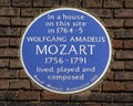 Wolfgang Amadeus Mozart Plaque in Soho, London, UK