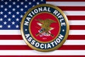 National Rifle Association Logo and US Flag Royalty Free Stock Photo