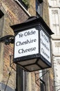 Ye Olde Cheshire Cheese Pub Sign on Fleet Street in London, UK