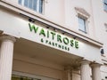 Waitrose store logo sign, Belgravia, London, UK.