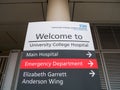 The welcome sign for University College Hospital London.