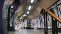 London, UK, March, 20, 2020: Underground nobody passage on empty subway station at coronavirus lockdown View from the