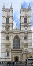 Vertical panorama of western facade of Westminster Abbey London