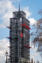 LONDON/UK - MARCH 21 : View of Big Ben Covered in Scaffolding in Royalty Free Stock Photo