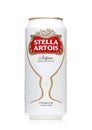 LONDON, UK - MAY 29, 2017: Alluminium can of Stella Artois beer on white. Stella Artois has been brewed since 1926 in Belgium. Royalty Free Stock Photo