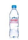 LONDON, UK - MAY 29, 2017: Bottle Of Evian Natural Mineral Water on a white. Made in France.