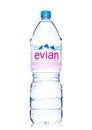 LONDON, UK - MAY 29, 2017: Bottle Of Evian Natural Mineral Water on a white. Made in France.