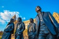Bronze statue of the Beatles at the Merseyside in Liverpool, UK