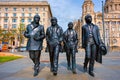 Bronze statue of the Beatles at the Merseyside in Liverpool, UK