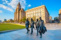 Bronze statue of the Beatles at the Merseyside in Liverpool, UK