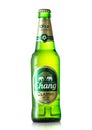 LONDON,UK - MAY 29, 2022: Chang classic lager beer on white background. Product of Thailand