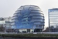 London cityscape across the River Thames with a view of the City Hall headquarters of the London Mayor Royalty Free Stock Photo