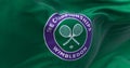 Close-up of the Flag with The Championships Wimbledon logo waving