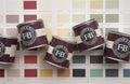 LONDON, UK - May 2021: Farrow and ball luxury paint brand sample pots