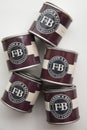 LONDON, UK - May 2021: Farrow and ball luxury paint brand sample pots