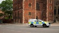 London\UK - 29 May 2022: moving police vehicle passing in front of lambath palace london Royalty Free Stock Photo