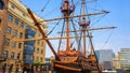 The replica of the Golden Hinde, the UK` famous ship Royalty Free Stock Photo