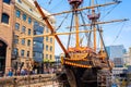 The replica of the Golden Hinde, the UK` famous ship